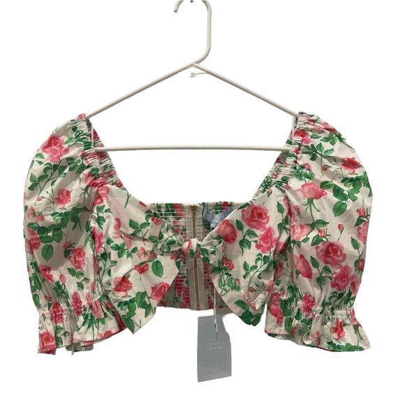 Hill House Floral Crop Top - Pink and Green - Picture 5 of 12